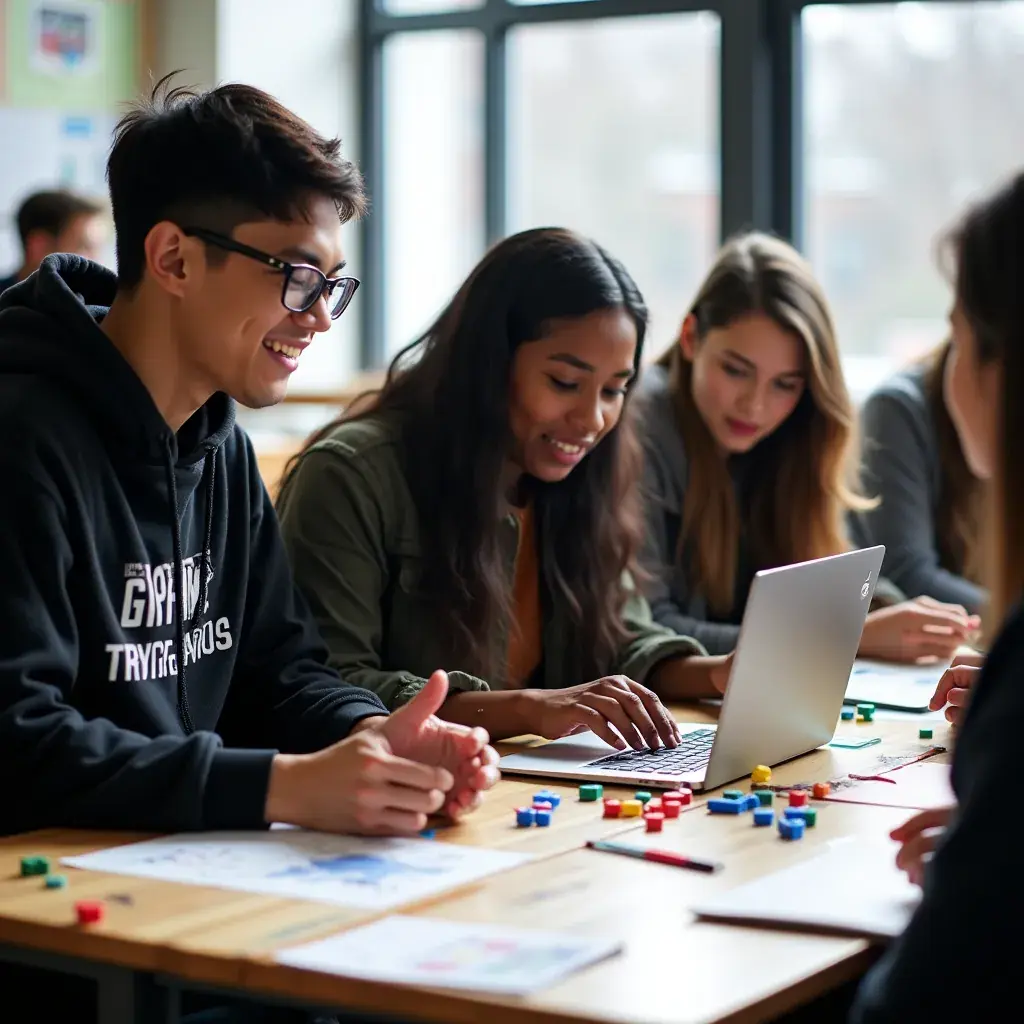 A close-up of hands sketching game characters on a notepad during a workshop session.
