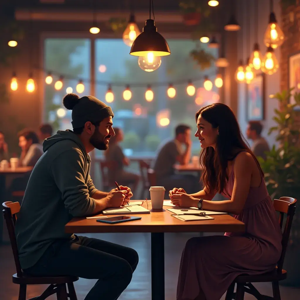An instructor demonstrating digital game design software on a large screen to eager participants.